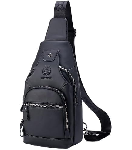 Amazon.com | BULLCAPTAIN Mens Leather Crossbody Bag Shoulder Sling